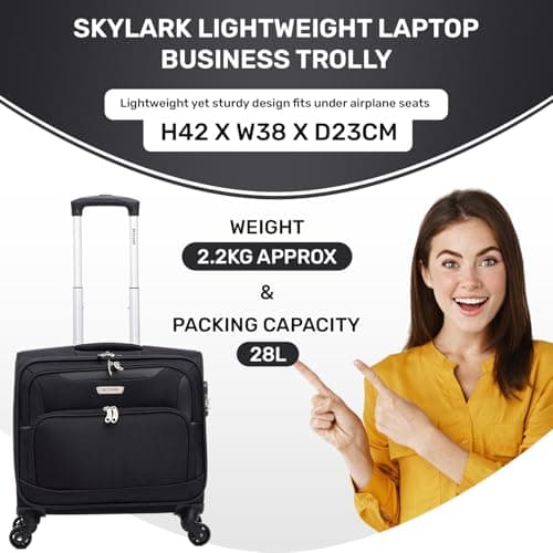 Skylark Lightweight Laptop Bag with Quick-Rolling Wheels and Easy-Access Front Pocket - fits Laptops up to 16 inch (40 cm), Black — view 4