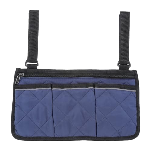 PATIKIL Beach Chair Armrest Bag, Waterproof Beach Chair Hanging Storage Pouch Arm Rest Magazine Snack Bag with 4 Pockets for Camping Outdoor, Teal Blue