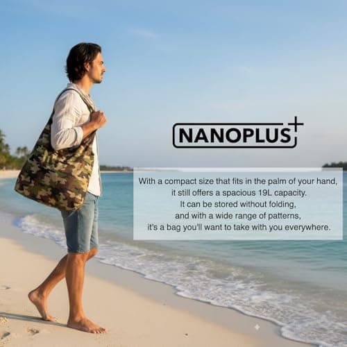 NANOPLUS Ultimate Foldable Travel Tote Bag - Reusable Shopping Bag - Compact & Portable & Lightweight (Camouflage, 19L) — view 6