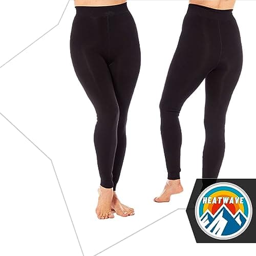 Heatwave Pack of 2 Women's Leggings Velvet Plush Thermal Fleece Lined High Waist Stretchy Comfortable Cosy Soft Feel All Day Comfort Winter, L/XL Black — view 2
