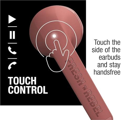 Fresh 'n Rebel Twins Core True Wireless In-Ear Bluetooth Headphones with Voice Assistant, Touch Control and Built-in Microphone, 30 Hours Playtime (Safari Red) — view 3