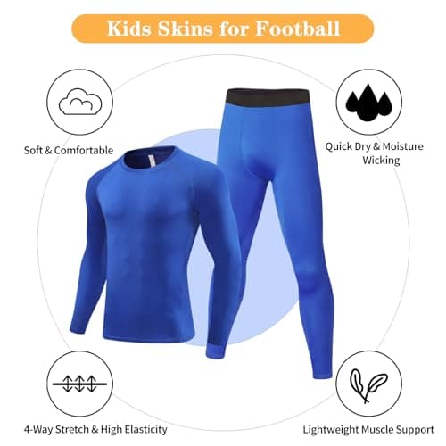 Valcatch Kids Boys Thermal Base Layer Set Football Skins Blue, 8-9 Years — view 2