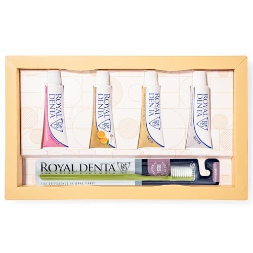 Royal Denta Travel Kit Gift Set – Luxury Gift Box with Silver Soft Toothbrush, Water-Resistant Travel Case and Travel Toothpaste Multipack, Olive Green — view 6