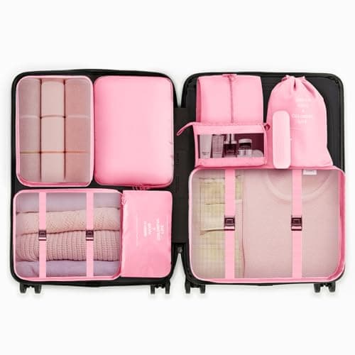 Jsdoin Packing Cubes for Suitcase,9 PCS Travel Luggage Packing Cubes for Backpack, Waterproof Essentials Suitcase Organiser Bags, Travel Accessories (Pink) — view 6