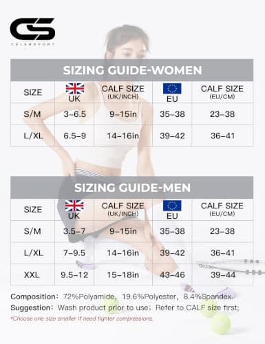 CS CELERSPORT 3 Pairs Compression Socks for Women and Men 20-30 mmHg Travel Flight Socks Knee High Socks（White/Black/Grey），Small/Medium — view 3