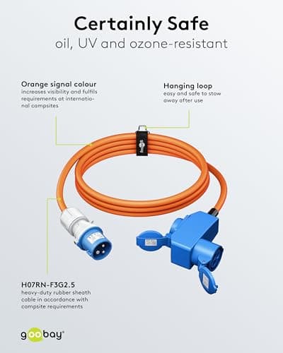 goobay EEC Adapter Cable for Caravan, 1.5 m, EEC Plug to 90° EEC Socket and Protective Contact Socket with Locking Caps, Camping Cable, Motorhome and Caravan, 76232 — view 4