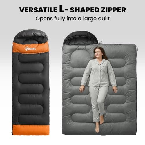Outsunny Sleeping Bag for Adults Compact Sleeping Bag 3 Seasons Grey — view 5