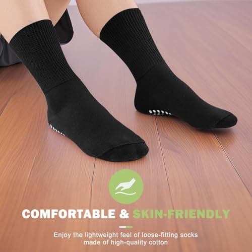 inaWarm Diabetic Grip Socks for Men & Women, 3 Pairs, Extra Wide Black 9-12 — view 6