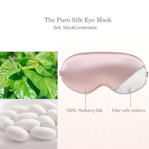 Sleep Mask 100% Mulberry Silk Eye Mask, Blinder for Total Blackout & Zero Pressure,Eye Mask for Sleeping with Travel Pouch & 2 Ear Plugs for Side Sleepers, Men & Women(Pink) — view 2
