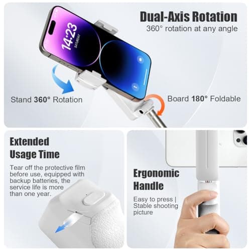 Adiwo Portable Pocket Selfie Stick, Extendable Mini Selfie Stick for 4-7" Phones, with Wireless Remote Control Button, Extends from 12-70cm, 109g Lightweight, for Live Streaming,Vlog,Content Creation — view 5
