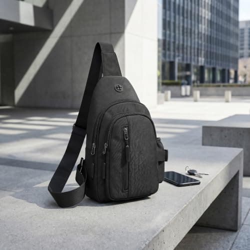 Meralo Unisex Crossbody Shoulder Bag with 5 Pockets & Headphone Port — view 2