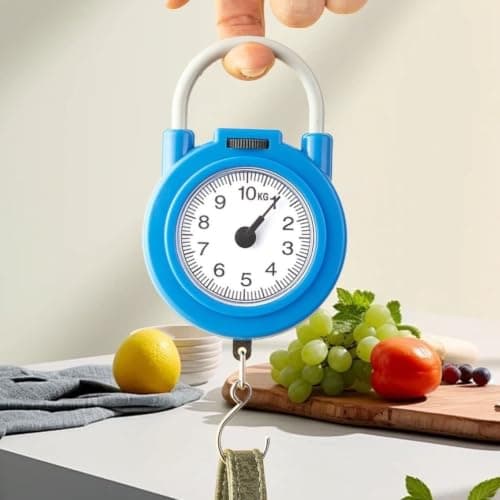 Portable Kitchen Scale with Hook - Manual Spring Food Weighing Tool for Cooking Baking - Compact Handheld Luggage Scale 16cm Blue Yellow(Yellow) — view 2