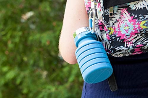 Joie Collapsible Water Bottle On The Go for Backpacking, Hiking, Camping, and Sports, BPA Free, Silicone, Reusable and Includes Carabiner for Water Bottle | 16 oz. — view 3