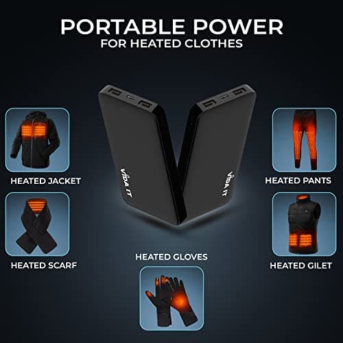 Vida IT vDuo 10000mAh Power Bank USB Battery Pack for Heated Vest Jacket Gilet 5V 2A Long Lasting Backup Portable Charger for iPhone Google Pixel Android Mobile Phone Tablet PC, Rechargeable Type-C — view 3