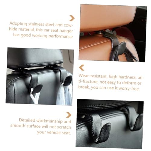 ARTSEWPLY 2 Pcs Vehicle Seat Back Hooks Auto Headrest Hangers Car Seat Back Storage Hangers with Stainless Steel Material and Excellent Bearing Capacity for Coats and Clothes — view 6