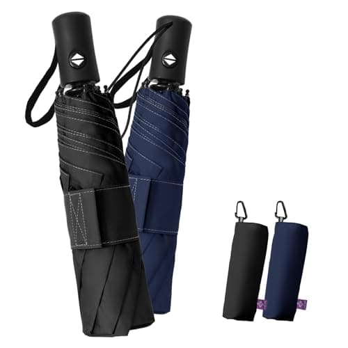 LILAC Windproof Automatic Umbrella, Strong 8 Ribs Compact Travel Brolly
