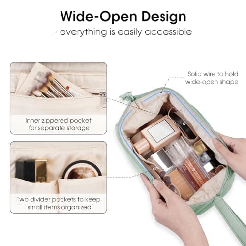 Narwey Makeup Bag, Travel Toiletry Bag, Wide-Open Wash Bag for Women — view 2