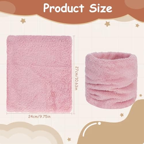 flintronic Kids Neck Scarves, Loop Scarf Set, Girls Boys Neck Warmer, Children Autumn Winter Scarf, Thermal Windproof, for Toddler Boys Girls, Pink — view 2