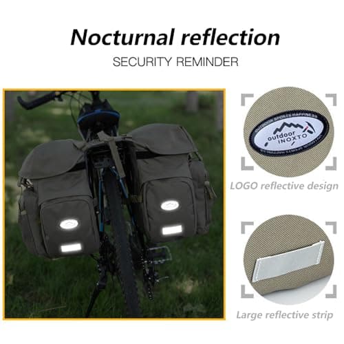 ZTZ 50L Panniers Bike Bags, Waterproof Panniers Made of High-Density 600D Polyester for Durable Use, Bike Saddle Bag Come with Reflective Trim and Rain Cover (Green) — view 6
