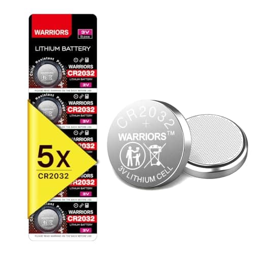 Warriors 5X CR2032 Batteries, 3V 240mAh Lithium Coin Batteries