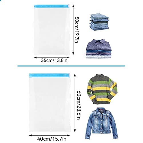 Roll Up Storage Bags for Travel, 8 Pack 2sizes 4(60 x 40 cm)+4(50 x 35 cm) Space Saver Pack Storage bag Travel Compression Bags for Suitcases, No Vacuum Needed — view 2