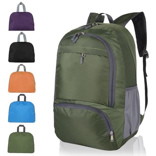 GUZHAIREN 30L Foldable Backpack, Waterproof Rucksack for Men Women, Green