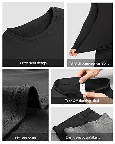 Roadbox Men's Thermal Underwear Sets - Fleece Lined Long Johns Base Layer Tops & Bottoms Quick Dry for Winer Skiing Cycling — view 5