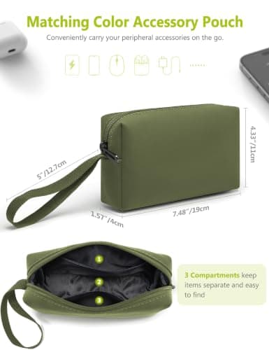 HYZUO 15-16 Inch Laptop Sleeve Case Bag with Stand, Olive Green — view 5
