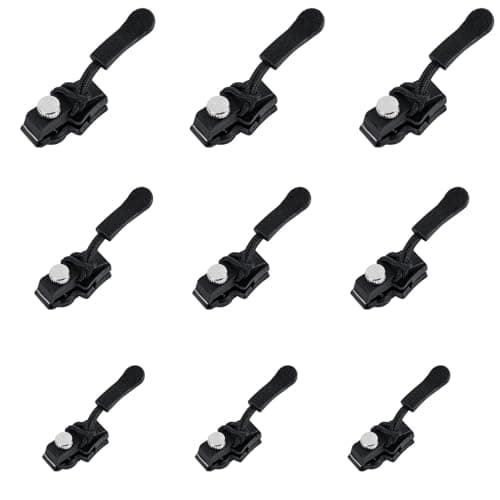 9 PCS Zipper Repair Kit,Black Universal Zipper Repairer,Slider Puller Replacement,Metal Zip Puller Zippe Pull,3 Sizes Instant Zippers Rescue Fix for #3#5#8 Zipper Luggage,for Jackets,Luggage,Zippers