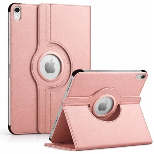 Case for iPad (A16) 11th/10th Generation 2025/2022 11/10.9 inch, Premium PU Leather Flip 360 Rotating Stand Folio Protective Cover For iPad 11/10 Gen - Rose Gold