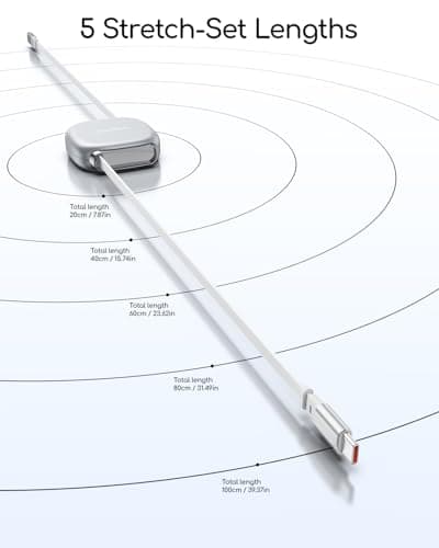 VisionSync 240W Retractable USB C Cable for Phone,3.3ft,Grey — view 6