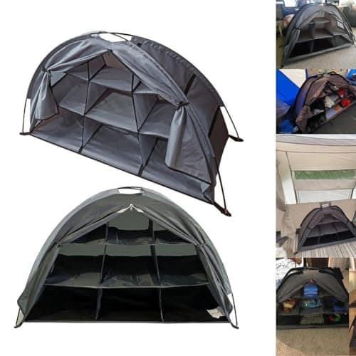 Momfin 9 Shelf Camping Shoes Storage Organizer Collapsible Tent Clothes Rack For RV Outdoor Hiking Gear Grey Sturdy 30Lb Per Shelf Unit(grey) — view 2