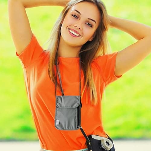 R F I D Blocking Pouch, Waterproof R F I D Nylon Storage Bag ID Bag Anti-Theft Brush Shield Hanging Neck Chest Bag Anti-Magnetic Card Document Storage Bag, R F I D Bag Pouch, R F I D Bag Waterproof — view 2