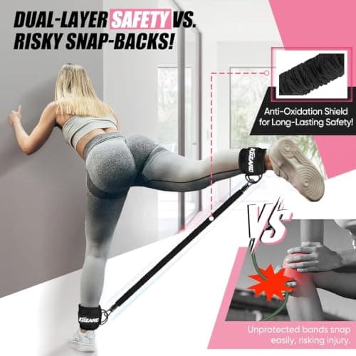KUZARO Resistance Bands with Ankle Straps, Glute and Leg Workout for Women — view 3