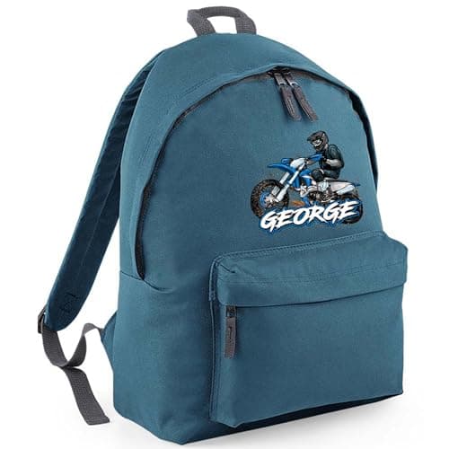 Purple Print House Personalised Dirt Bike Backpack For Boys Off Road Motorbike Custom Name Back To School Bag, One Size, Graphite Grey — view 3