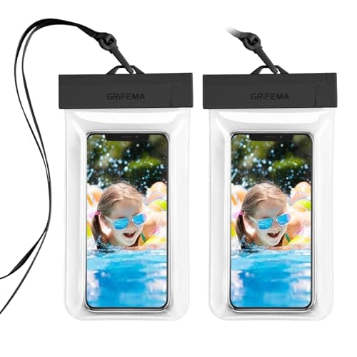 GRIFEMA Waterproof Phone Pouch 2 Pack IPX8 for Phones up to 8.2 Inch Clear
