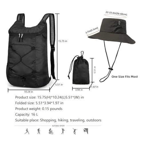 levayhill 16L Small Lightweight Foldable Backpack Sun Hats Travel Set — view 2