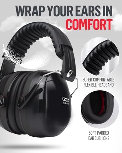 GUKOY Ear Defenders Adults, SNR 33 dB Hearing Protection for Shooting, Noise Cancelling Headphones for Autism, DIY, Mowing, Construction, Adjustable Ear Protectors for Men Women (Black) — view 4