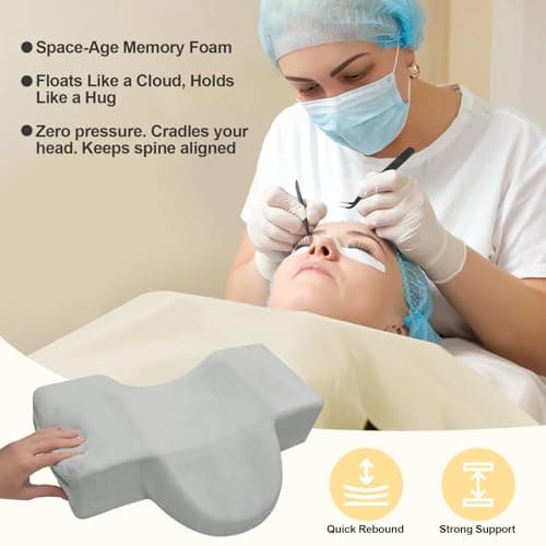 CGBE Lash Pillow for Eyelash Extensions: Ergonomic U-Shaped Neck Support Cushion, Soft Flannel Eyelash Cushion for Home and Beauty Salon, Lash Technician Bed Supplies - Grey — view 4
