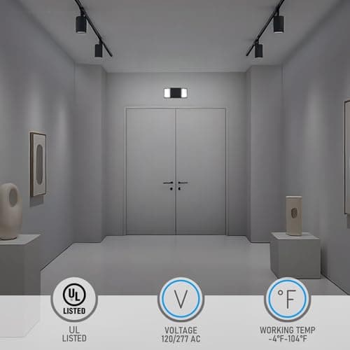 TORCHSTAR LED Emergency Lighting, Commercial Emergency Lights with Battery Backup, UL Listed, Two Square Heads, AC 120/277V, Hardwired Exit Light Fixtures for Business, Black, Pack of 6 — view 2