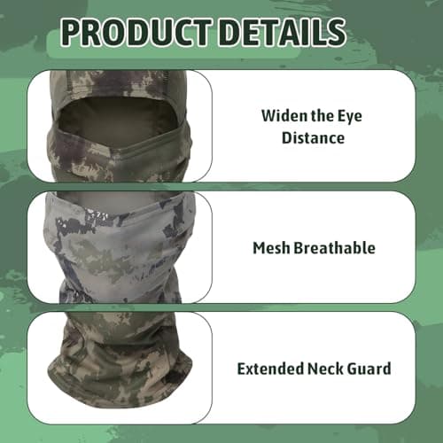 Bloomique 2PCS Balaclava Face Masks, Ski Mask Neck Warmer Lightweight Breathable Elastic Multifunctional Full Face Cover UV Protection and Wind Protection Unisex Men Women (Black) (camouflage) — view 3