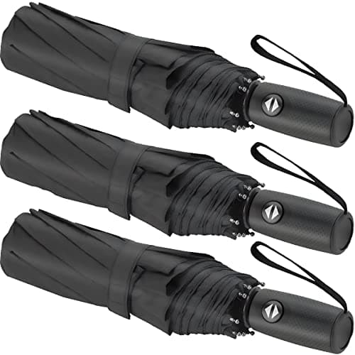Liberty Imports 3 Pack Umbrella Windproof Travel Umbrella - Wind Resistant, Compact, Light, Automatic, Strong Steel Shaft, Small and Portable - Backpack, Car, Purse - Men and Women (Set 4)