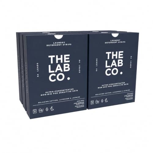 The Lab Co. Laundry Detergent Strips Washing Sheets | Travel Pack | Eco Ultra-Concentrated | Non-Bio | Sensitive Skin | Non-Toxic Fragrance | EDC-Free | Relaxing Cotton, Lavander & Jasmine | 384 Loads