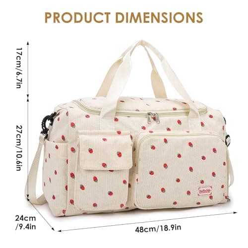 Womens Gym Sports Bag, Travel Duffle Bag Womens, Weekend Travel Bags with Shoes Compartment and Dry Wet Separation, 20-35L (Beige) — view 2