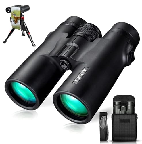 Gosky 10x42 Roof Prism HD Binoculars for Adults with Phone Adapter & Tripod