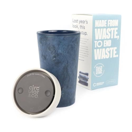 Circular&Co 12oz / 340ml Reusable Coffee Cup – Made from Recycled Fabric Waste – Leakproof, Lockable Travel Mug, BPA Free – Ecru – Made in the UK