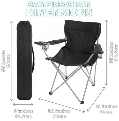 I LOVE FANCY DRESS Black Folding Camping Chairs with Cup Holder - Pack of 4 - Lightweight Outdoor Chairs with Carry Bag for Fishing, Festivals, Camping Trips, Picnics & Summer Activities — view 2