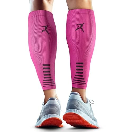Rymora Calf Compression Sleeves for Men & Women (Ideal for Sports, Running, Shin Splints & More) (One Pair) (Hot Pink) (Large) [L]