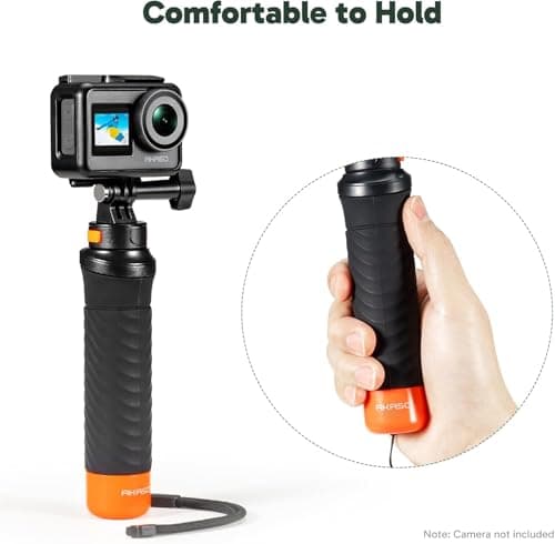 AKASO Waterproof Floating Hand Grip Compatible with AKASO Action Cameras EK7000/Brave 4/Brave 7 LE/Brave 7/Gogro Hero12/11/10/ 9/Max/DJI Osmo Action, Handle Mount Accessories for Water Sports — view 3