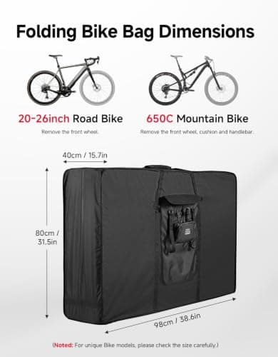 KEMIMOTO Bike Travel Bag for Airplane w/Tire Compartment, Fits 20-26" Bike — view 2